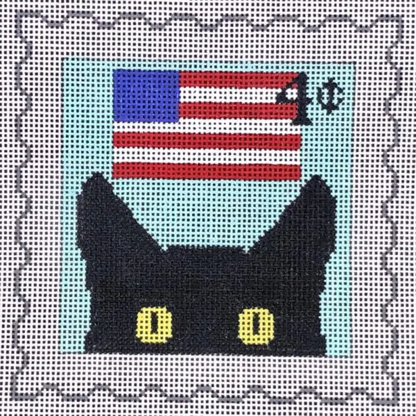 Peeky Kitty Postage Stamp - July 4th-18 Mesh