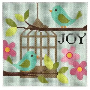 "Joy" Birds/Birdcage box topper 13 count-13 Mesh