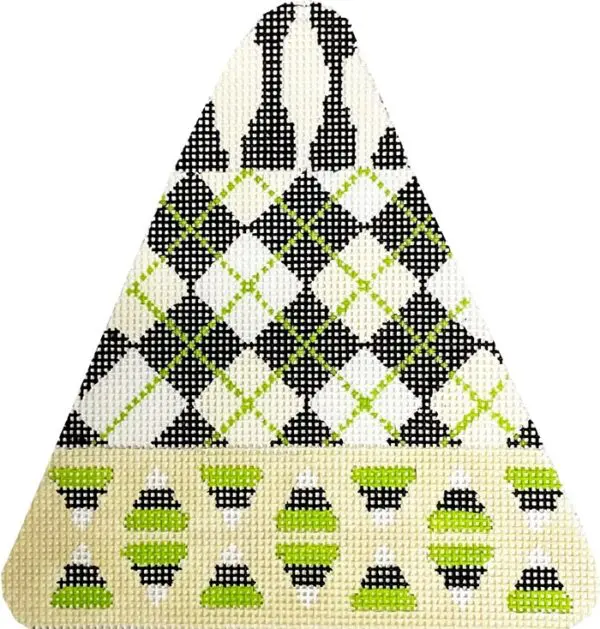 Candy Corn Argyle - Black & White-18 Mesh