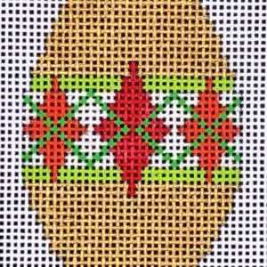 MCM Ornament - Gold Argyle Teardrop Mini-18 Mesh