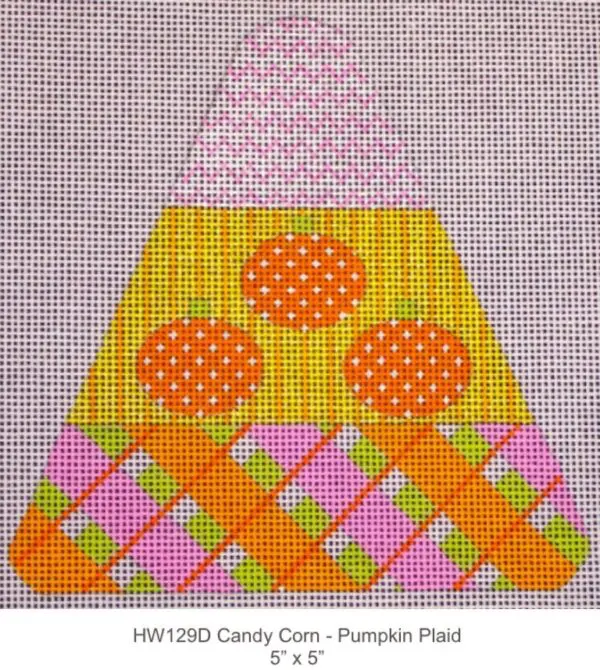 Candy Corn Pumpkin Plaid-18 Mesh