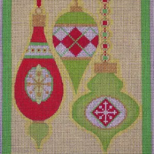Merry & Bright Series - 3 Orns Argyle - Red/Green-18 Mesh