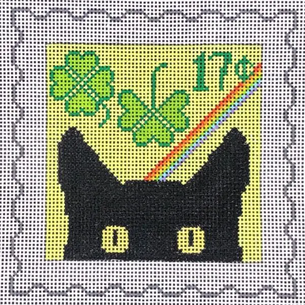 Peeky Kitty Postage Stamp - St. Patrick's Day-18 Mesh