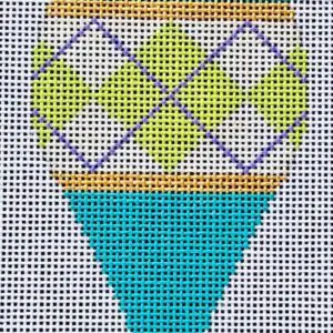 Brilliant Baubles Orn. - Teal Argyle Teardrop-18 Mesh