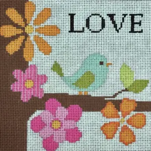 "Love" Birds on Branch-18 Mesh