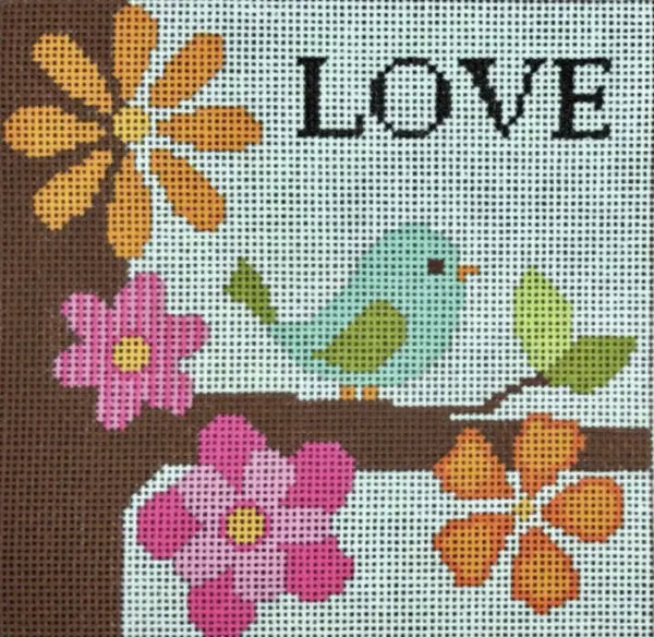 "Love" Birds on Branch-18 Mesh