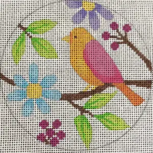 Birds & Blooms - ornament - orange bird 2-18 Mesh