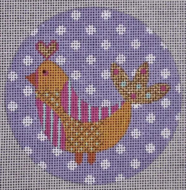 Mod Birds - Org. Bird on Purple-18 Mesh