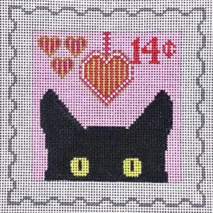 Peeky Kitty Postage Stamp - Valentine's Day-18 Mesh