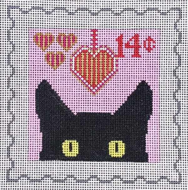 Peeky Kitty Postage Stamp - Valentine's Day-18 Mesh