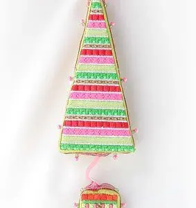 Tickled Pink Series - Red & Green Stripe Topiary-18 Mesh
