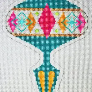 Brilliant Baubles Orn. - Teal Argyle Spike-18 Mesh