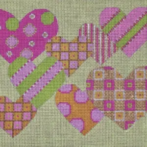 Pattern Hearts - Pink & Green-18 Mesh