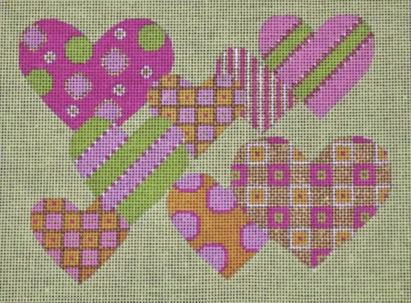 Pattern Hearts - Pink & Green-18 Mesh