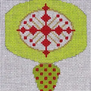MCM Ornament - Green/Red Square Ball Drop-18 Mesh