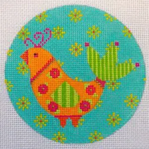 Orange Bird on Teal-18 Mesh
