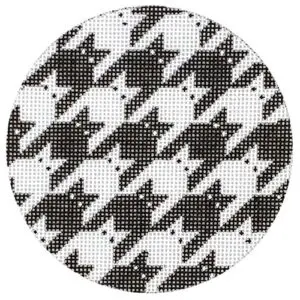 Cats-tooth Kitty Round Orn - black & white-18 Mesh
