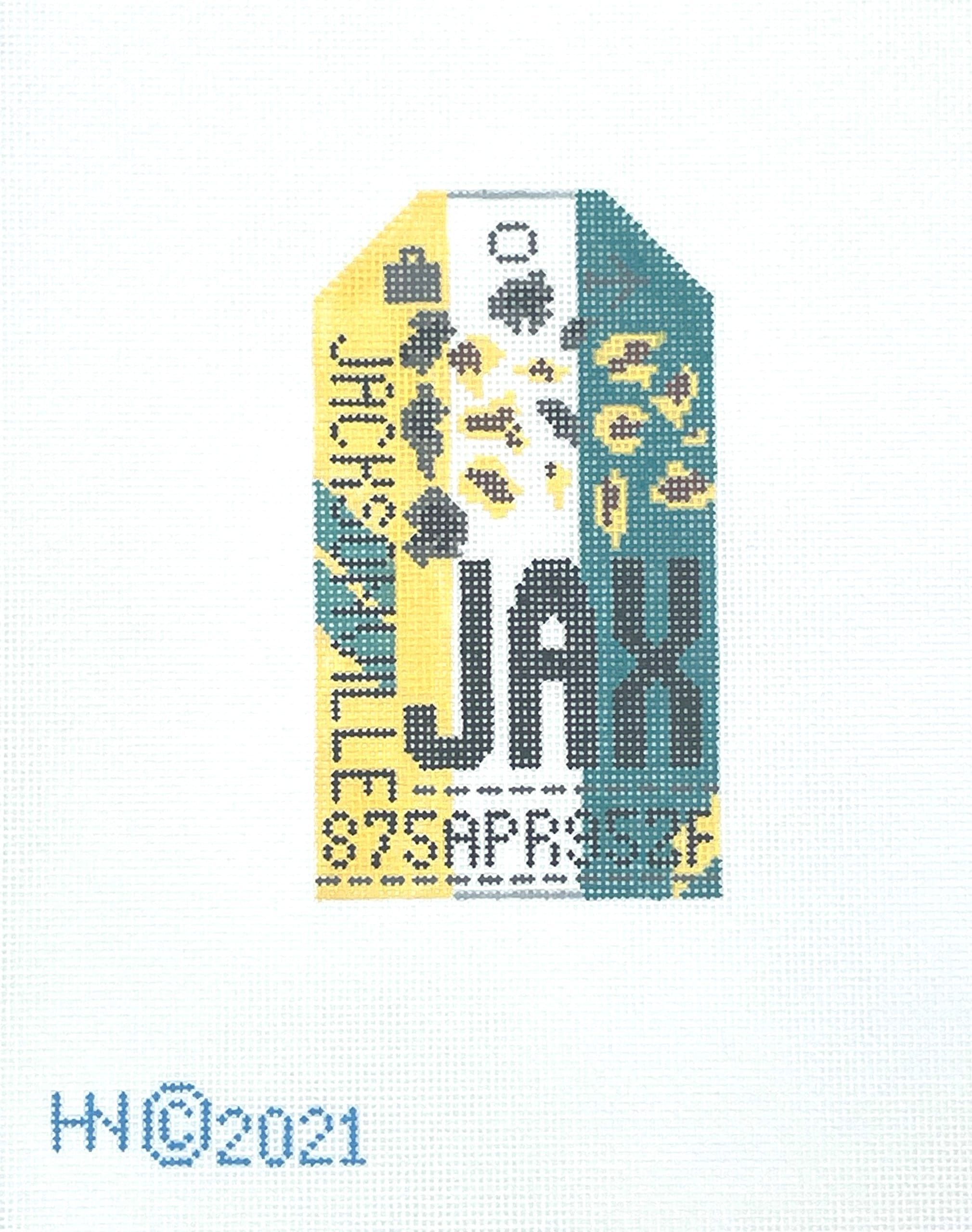 Jacksonville (JAX) Retro Travel Tag 3" x 5" 18 Mesh Radish Roots