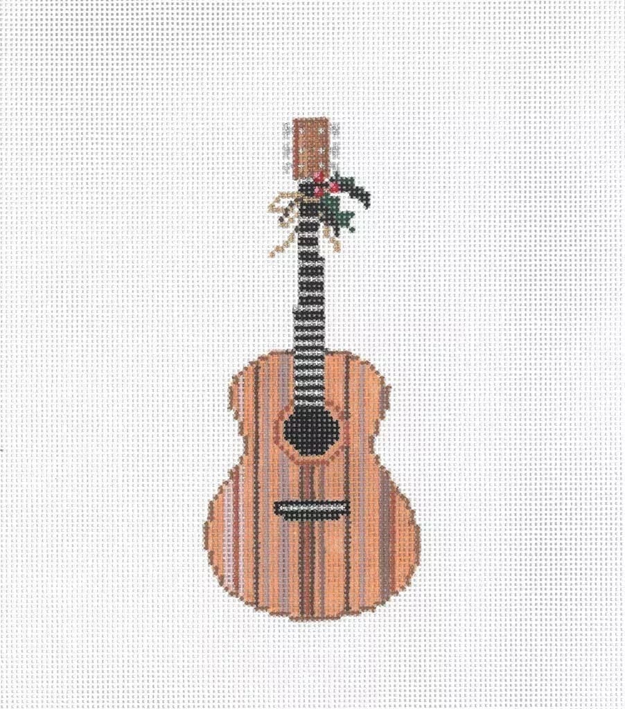 Acoustic Guitar Ornament 2.5″ x 5.5″ 18 Mesh Radish Roots Needlepoint