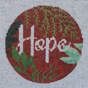 Botanical Hope Ornament Red- 4" Round-18 Mesh