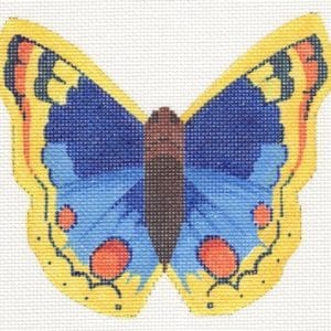 Blue and Yellow Butterfly-7.25" x 3.5" - 18 Mesh