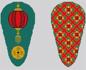 Chinese Red & Teal Lantern Scissor Case - 18 mesh
