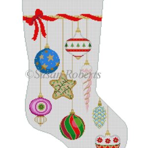 Glass Ornaments Stocking - 19" high- 13 Mesh