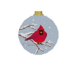 Puffed Cardinal round Ornament - 18 Mesh