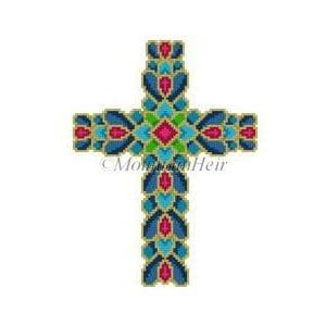 Peacock Jeweled Cross - 18 Mesh