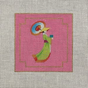 Woman with Parasol Coaster - 4" Square- 18 Mesh