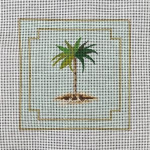 Palm Tree with Light Blue Background Coaster - 4" Square- 18 Mesh