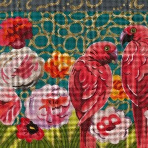 Parrots with Flowers 12" x 7" - 18 Mesh