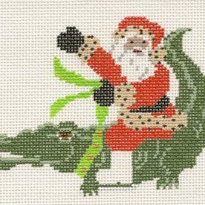 Santa on Alligator 4.5 x 3.5" 18 Mesh