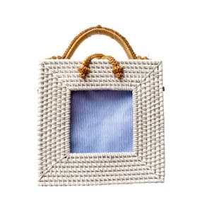 4" x 4" Square Wicker Bag - White