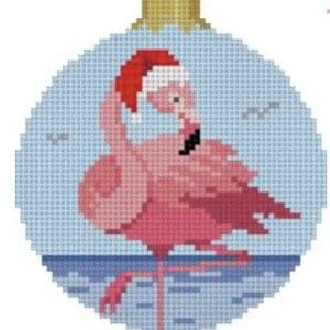 Santa Flamingo , 3.25" round 18 Mesh