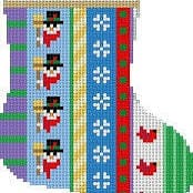 Snowman Mini Stocking, Vertical Stripe - 6" tall - 13 M