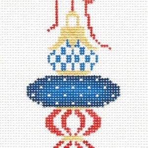 Red, White & Blue Triple Drop Ornament - 18 mesh