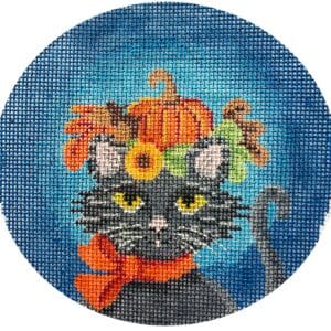 Carmine a Halloween Cat - 4" round - 18 mesh