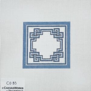 Blue & White Celtic Knot 4" Square 18 mesh