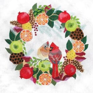 Cardinal Wreath- 14" x 14"- 18 mesh