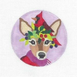 Fawn & Cardinal 4" round - 18 mesh