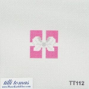 Bitty Box Insert - Pink with White Bow 1.5" sq. - 18 mesh
