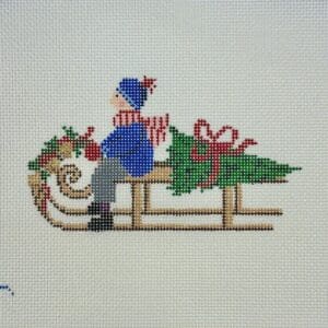 Festive Sled-Boy-5" x 3" -18 mesh