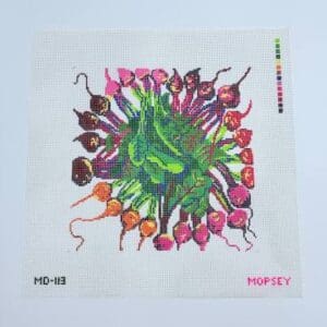 Beet Mandala, stitch painted 10" x 10" painted area 13 Mesh