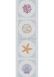 Beach Glass Sea Shells Coaster Strip 4 pc. 4" x 4" - 18 mesh