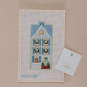 Christmas Village Blue Row House - 4.5” x 7.5" - 13 mesh