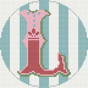 NOEL "L" ornament 4" round - 18 mesh