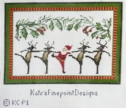 Dancing Santa and Reindeer-10" x 6 3/4"-13 Mesh