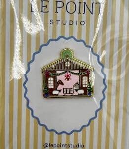 Christmas Village Stable Needleminder Size: 1.5” x 1.25”