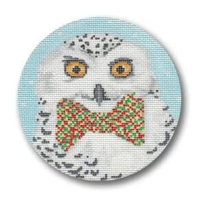Bow Tie Owl Ornament- 4 1/2" Round-18 Mesh